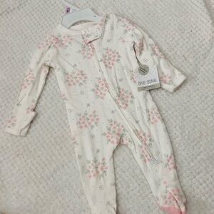 Okie Dokie Floral Kids One Piece - Pink and White